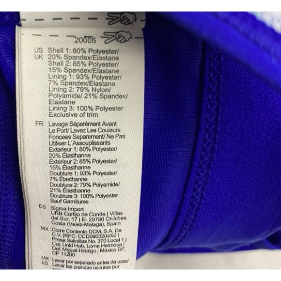 Brooks 32DD/E Drive 3 Pocket Run Bra Blue Ash Ice Blue Navy Compression Wicking - Picture 9 of 11